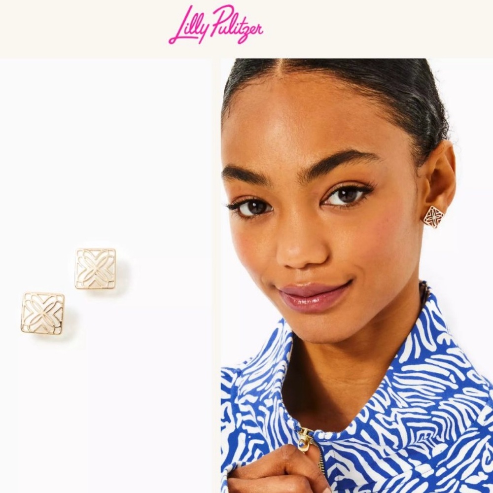 BRAND NEW Lilly Pulitzer ‘Lilly Logo Earrings’ - Picture 5 of 5